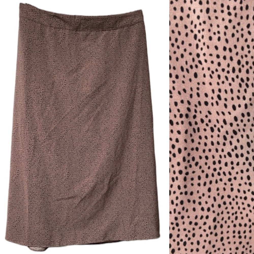 NWOT: ONE BY CHAPTER Pinkish Brown Skirt With Black Spots A-line Size Medium